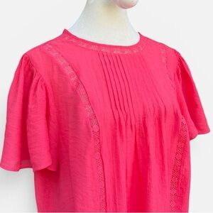 Nanette Nanette Lepore Flutter Sleeve Pintuck Blouse in Coral Pink Size Large